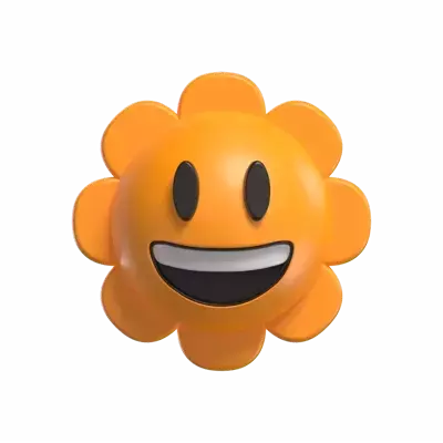 3D Daisy Flower Smile Face 3D Graphic