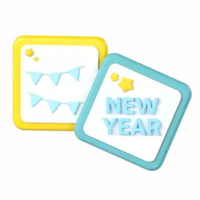 New Year Photo Frame 3D Graphic