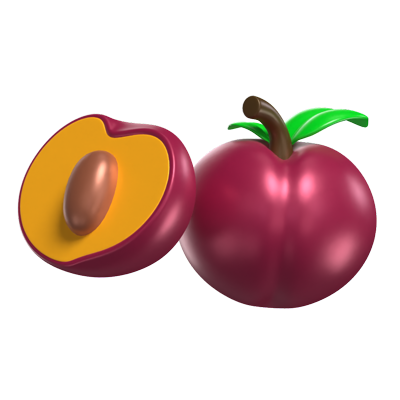 3D Plum Model Fruit With Pulp Exposed 3D Graphic