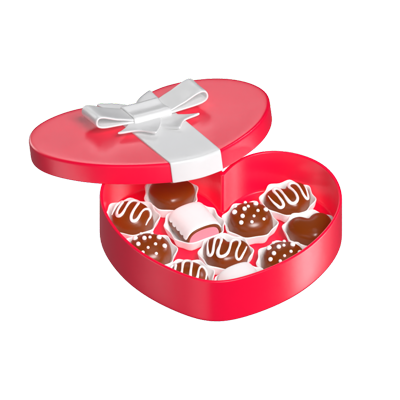 Heart Box With Chocolates 3D Illustration For Valentine's Da 3D Graphic