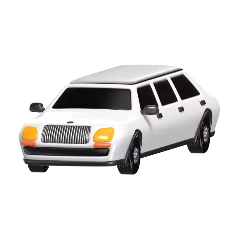 3D White Limousine Model Elegant Luxury Transport 3D Graphic