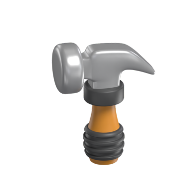 Hammer 3D Icon Model For Construction 3D Graphic