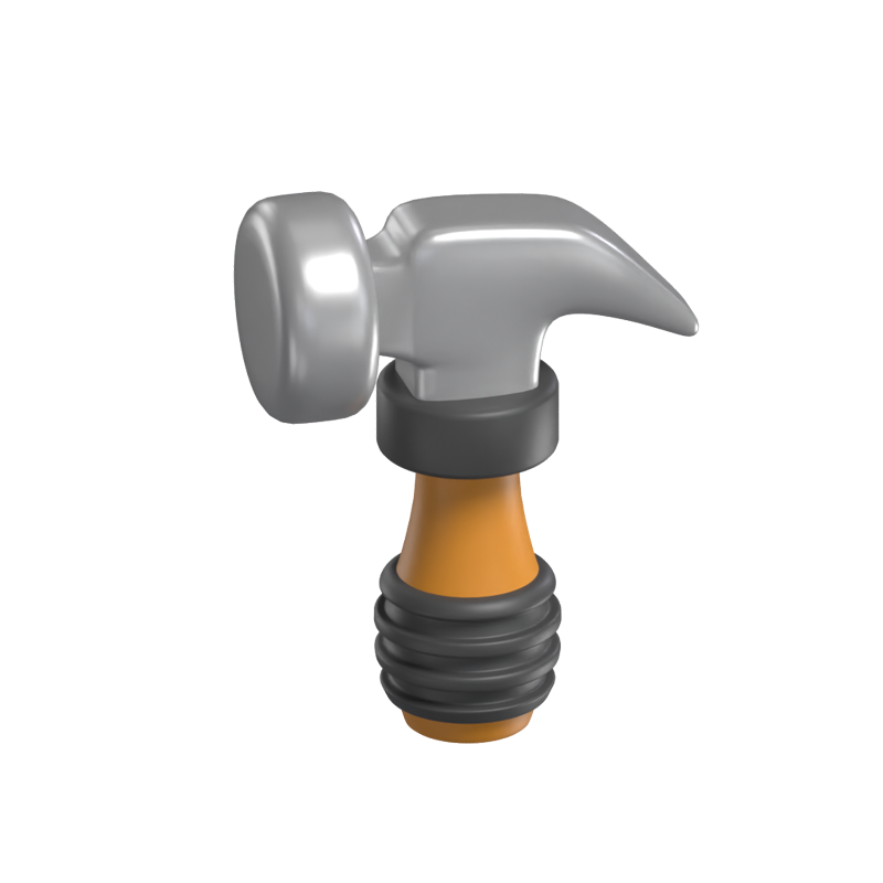 Hammer 3D Icon Model For Construction 3D Graphic