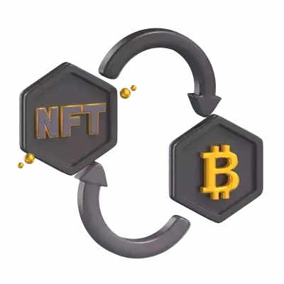 NFT Conversion Bitcoin 3D Graphic