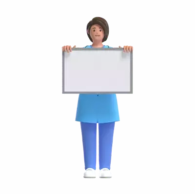 Female Nurse With Empty Board 3D Illustration