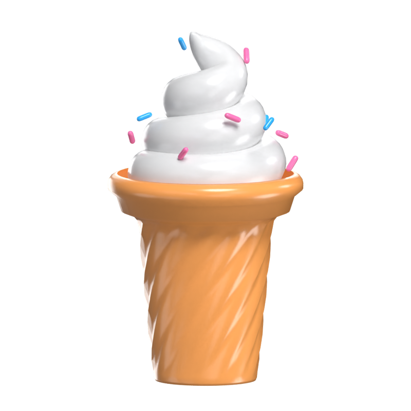 Ice Cream With Pink And Blue Sprinkles Model 3D Graphic