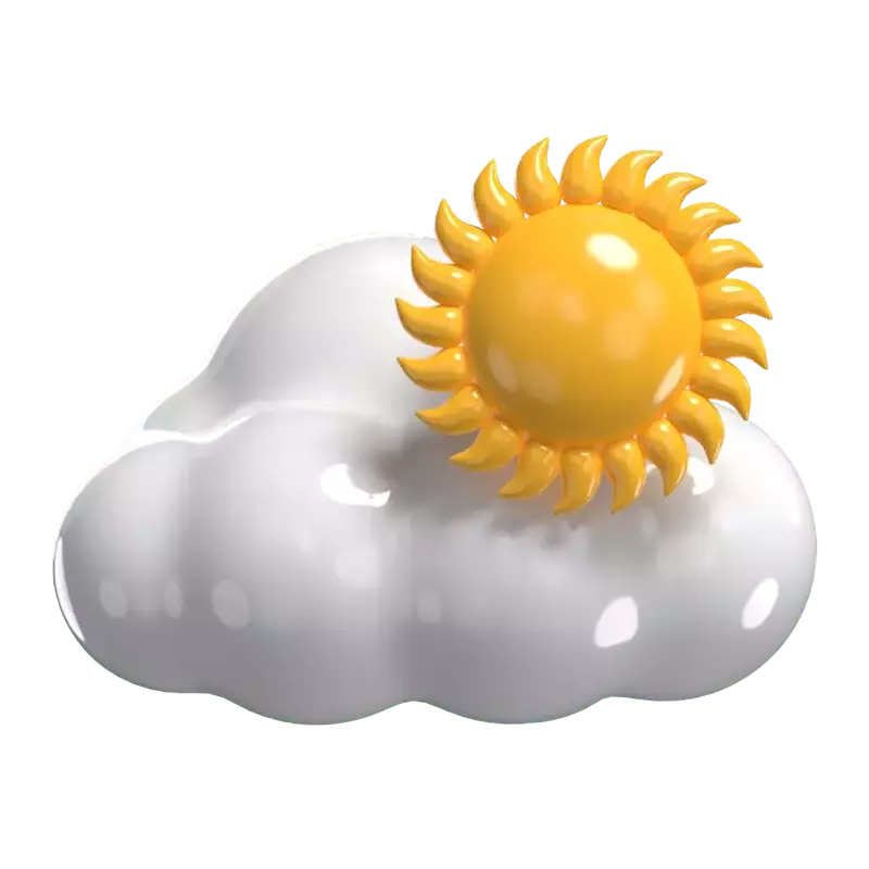 3D Daytime With Sun And Cloud 3D Graphic