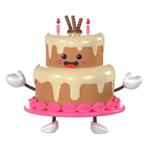 Cute Birthday Cake 3D Graphic