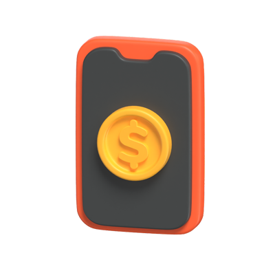 3D Digital Money Illustrated With Coin In A Mobile Phone 3D Graphic