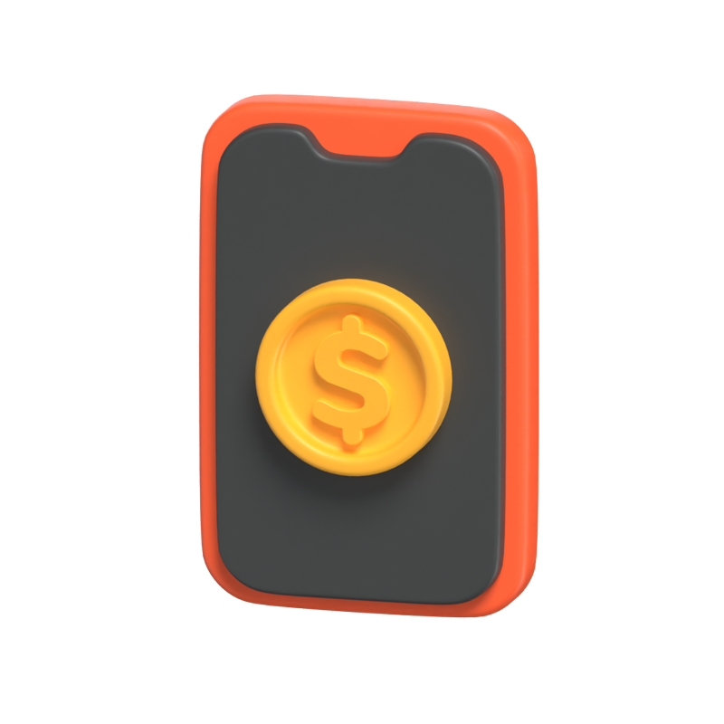 3D Digital Money Illustrated With Coin In A Mobile Phone 3D Graphic