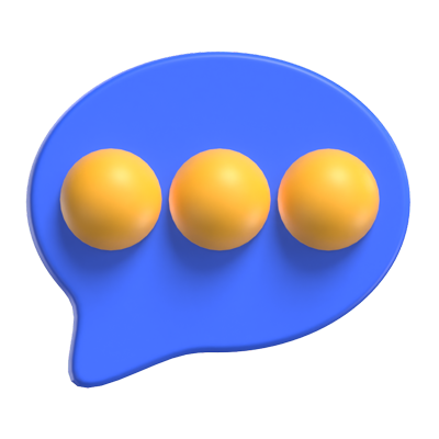Message Bubble Chat 3D Icon With Three Dots 3D Graphic