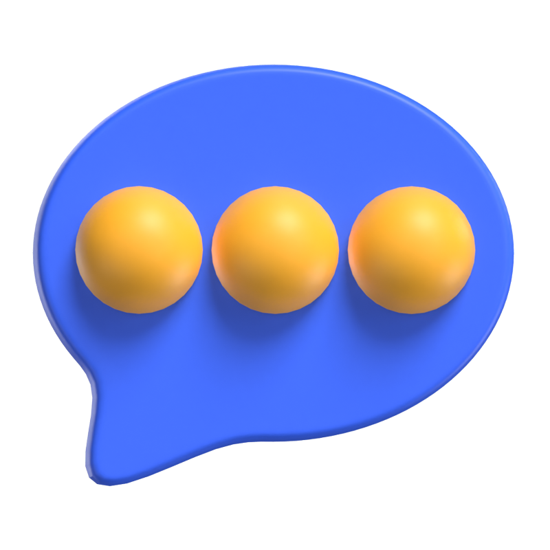 Message Bubble Chat 3D Icon With Three Dots 3D Graphic