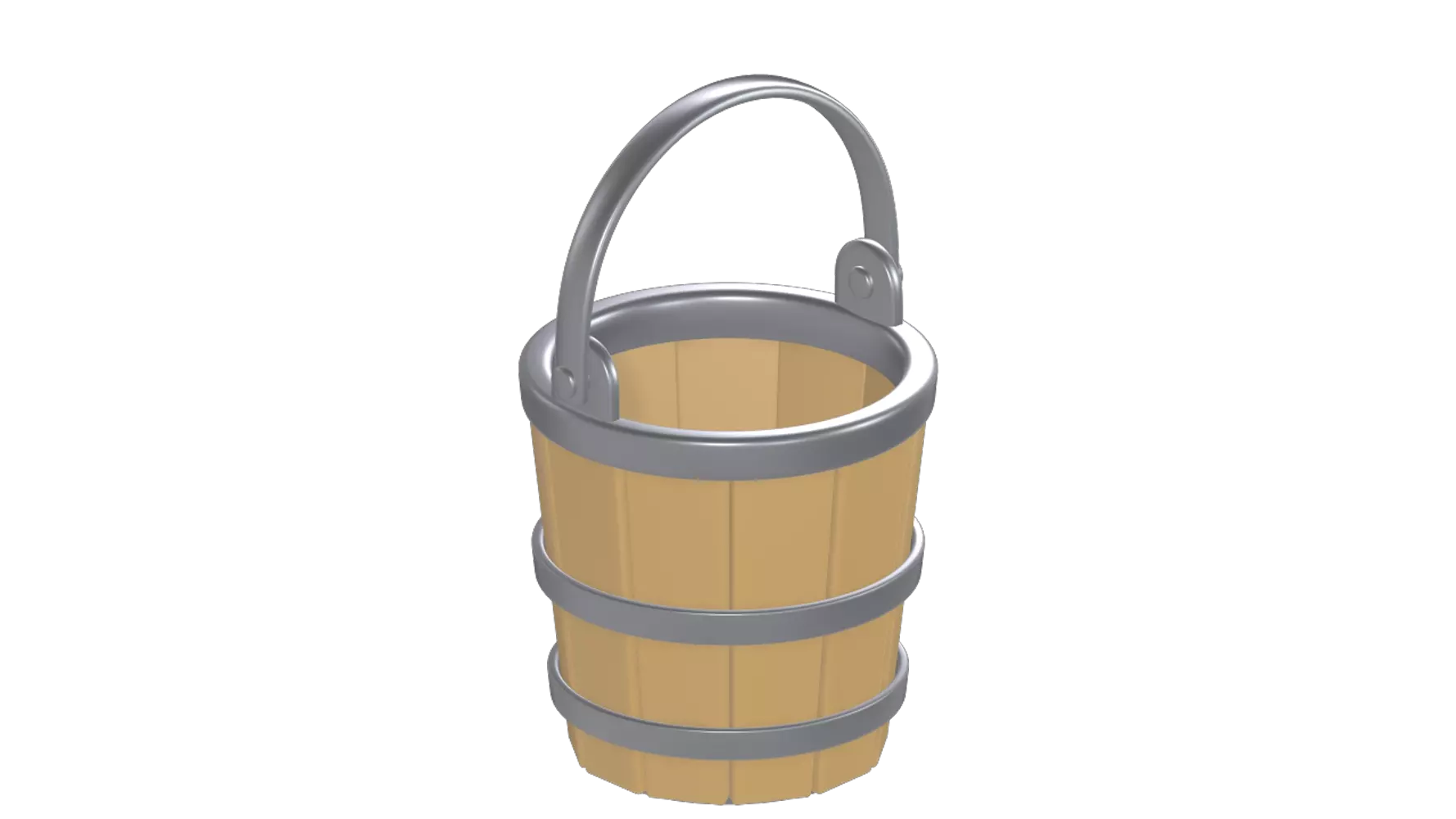 Wooden Water Bucket 3D Graphic
