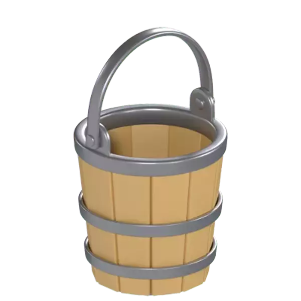 Wooden Water Bucket 3D Graphic