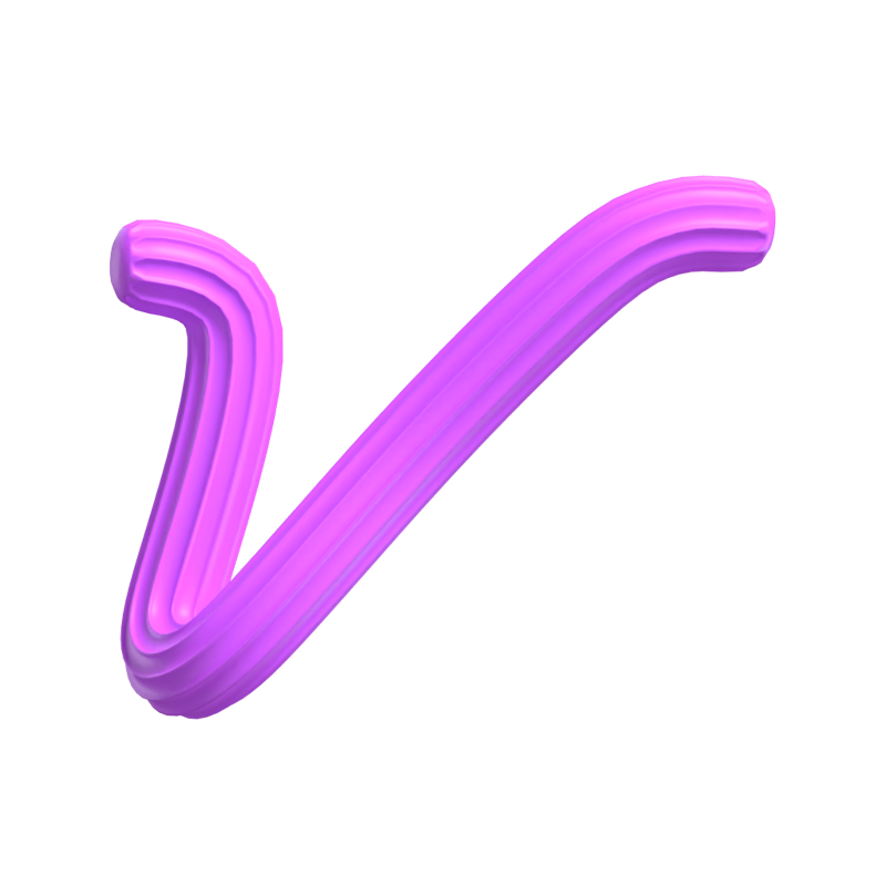 V   Letter 3D Shape Creamy Text