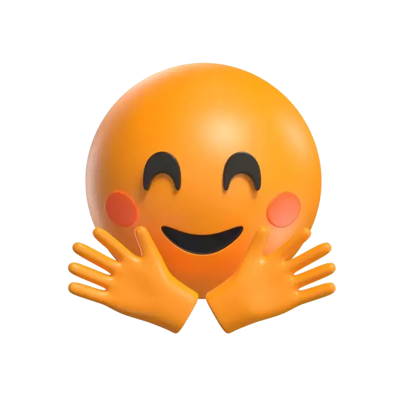 3D Smiling Face With Open Hands 3D Graphic