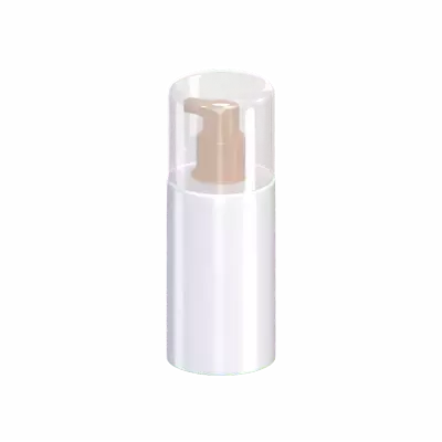 3D Short Liquid Pump Bottle Cylindrical Shape With Short Nozzle & Cap On 3D Graphic