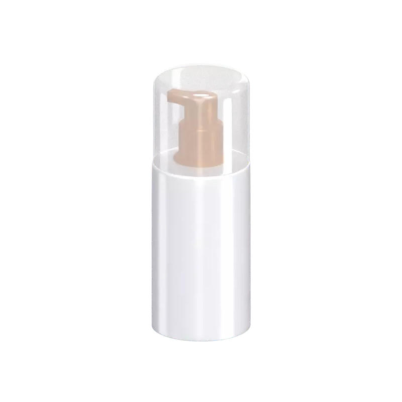 3D Short Liquid Pump Bottle Cylindrical Shape With Short Nozzle & Cap On 3D Graphic