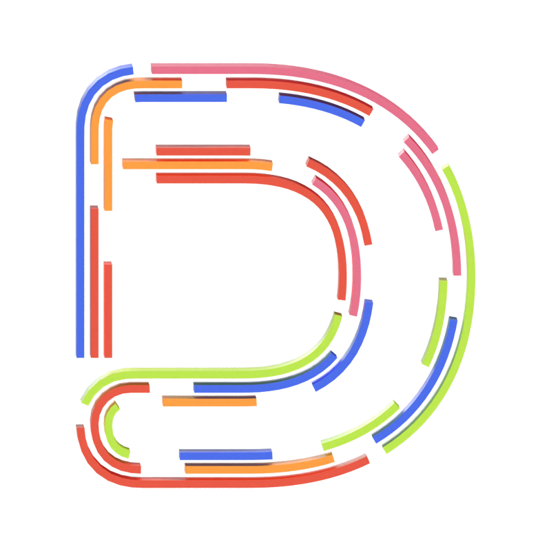 D Letter 3D Shape Stripe Text