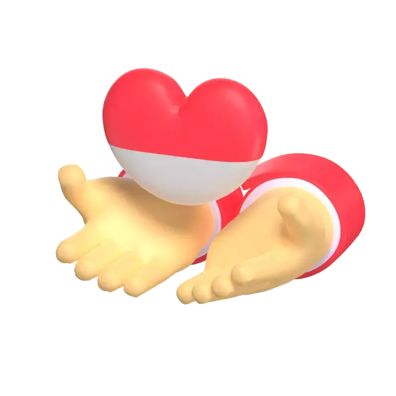 3D Hands With Indonesia Colored Heart 3D Graphic