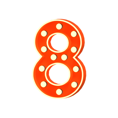 3D Number 8 Shape Marquee Lights Text 3D Graphic