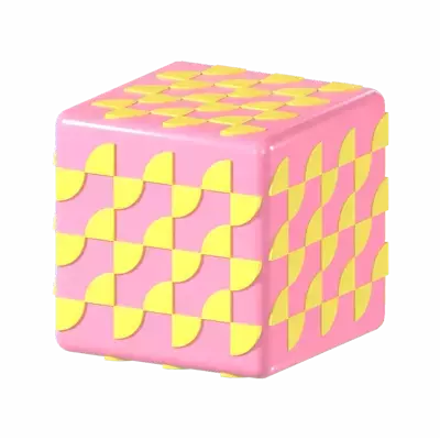 Memphis Cube With Pattern 3D Graphic
