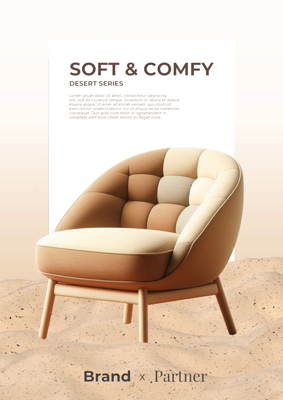 Couch Chair 3D Poster with Desert Environment 3D Template