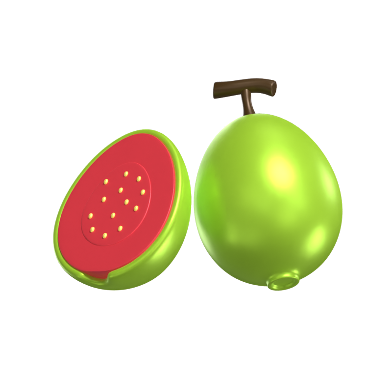 3D Guava Model Whole Tropical Fruit And A Sliced One 3D Graphic