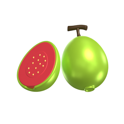3D Guava Model Whole Tropical Fruit And A Sliced One 3D Graphic
