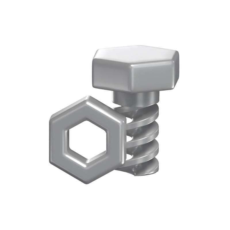 3D A Pair Of Bolt And Nut 3D Graphic
