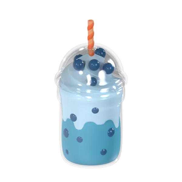 Bubble Tea Blue 3D Graphic