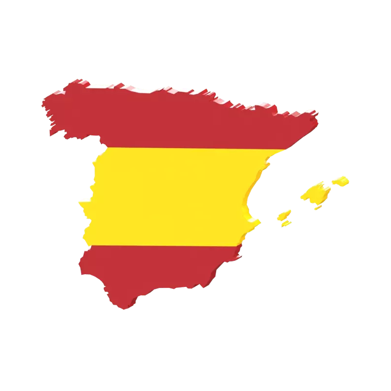 Bandeira da Espanha em 3D dentro de seu modelo de território 3D Graphic