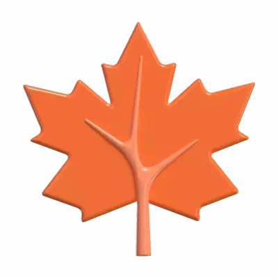 3D Fall Leaf Icon Model Symbol Of Autumnal Transition 3D Graphic