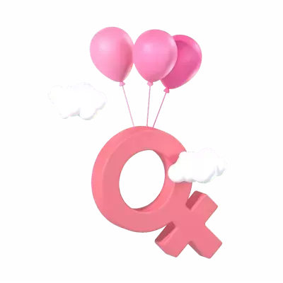 Female Sign With Balloons 3D Graphic