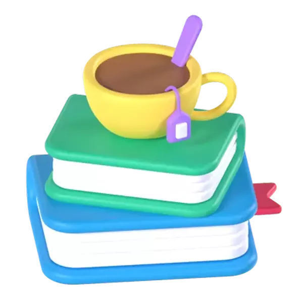 Tea Cup And Book 3D Graphic