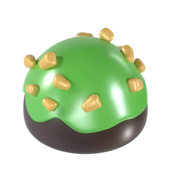 Half Chocolate Ball With Matcha & Nuts 3D Graphic