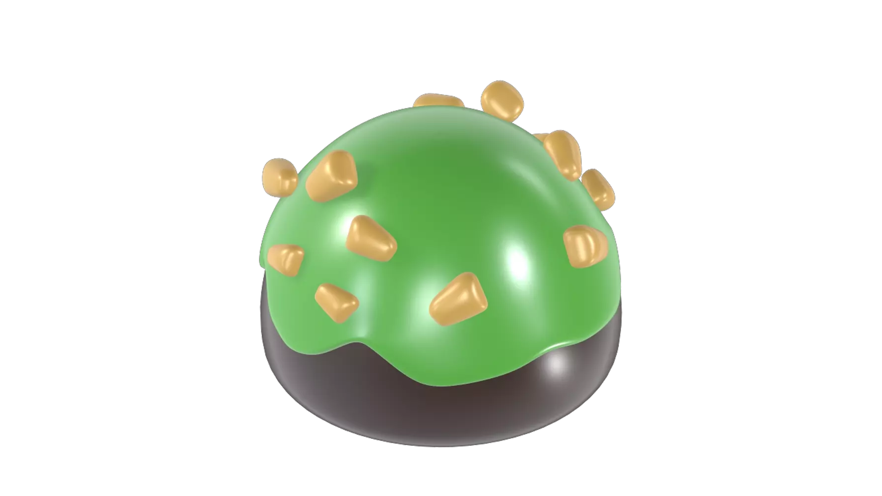Half Chocolate Ball With Matcha & Nuts 3D Graphic