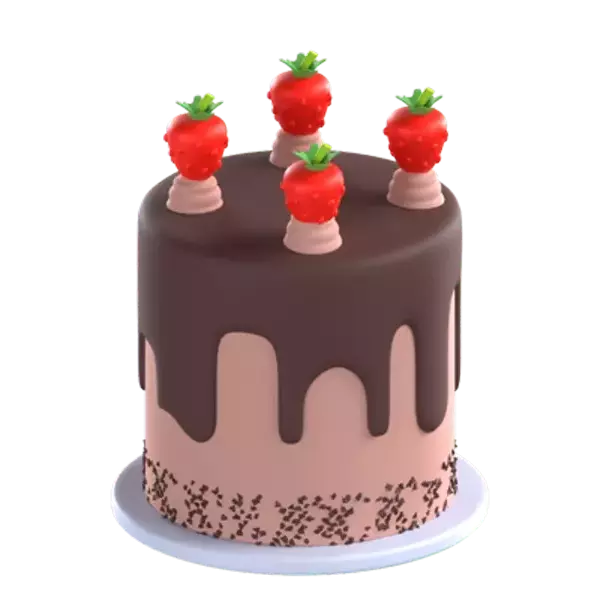 Cake With Strawberry 3D Graphic