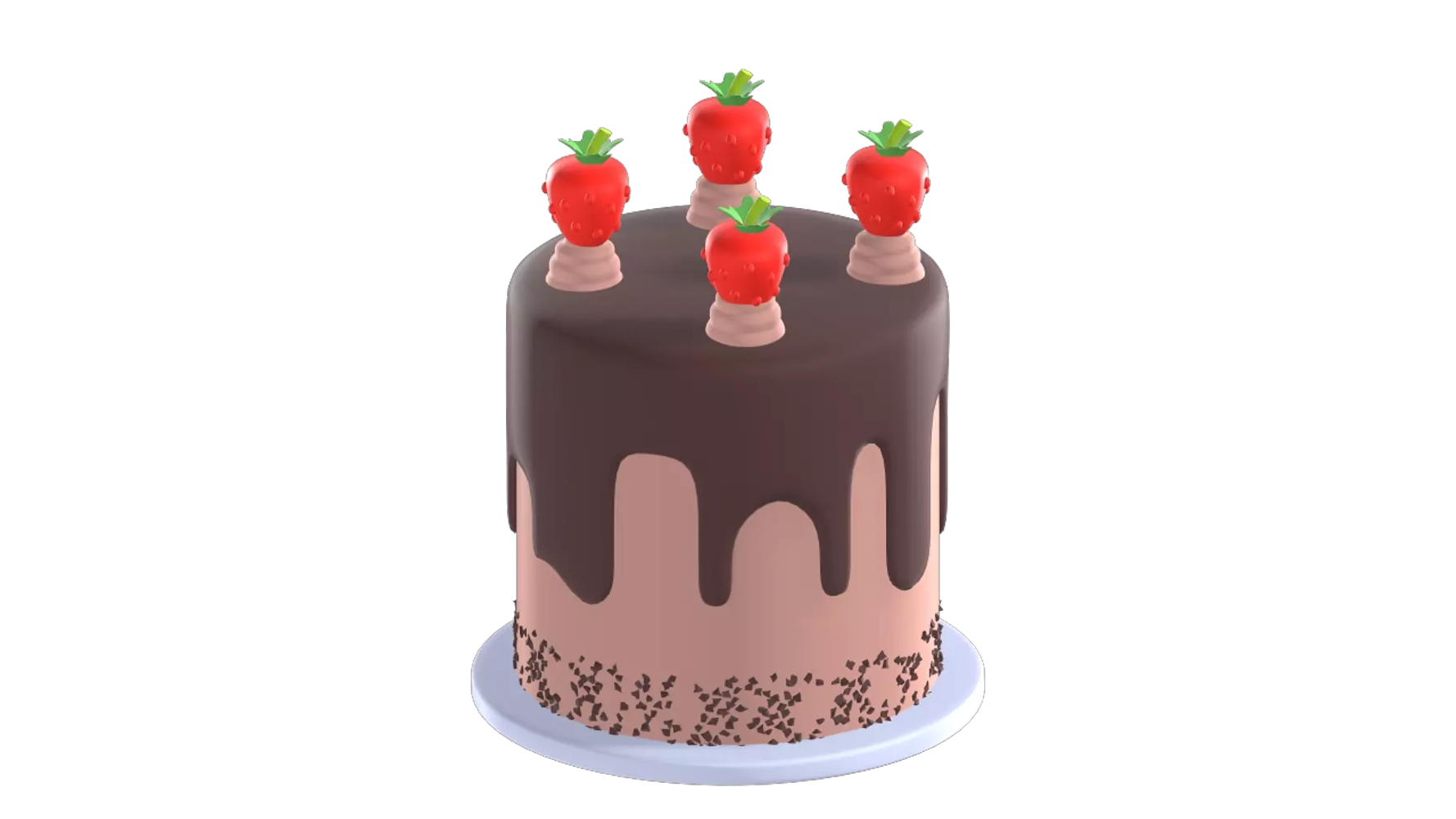 Cake With Strawberry 3D Graphic