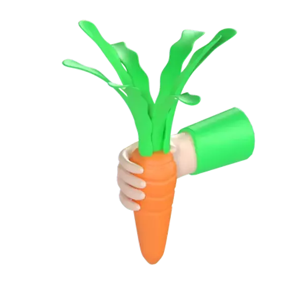Hand Holding Carrot 3D Graphic