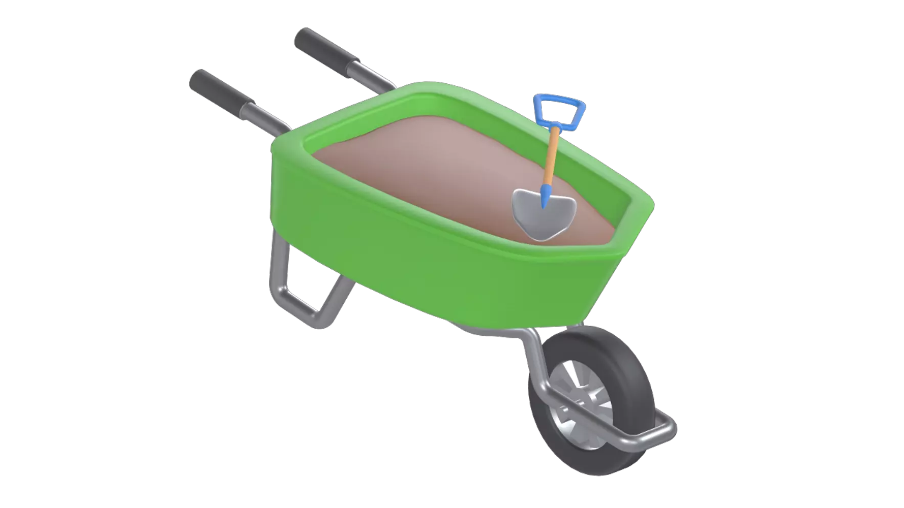 Wheelbarrow Carrying Soil 3D Graphic
