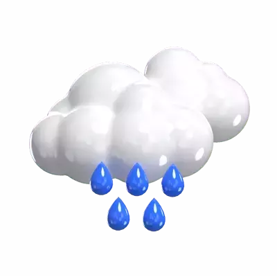 3D Rain With Two Clouds Model Dual  3D Graphic