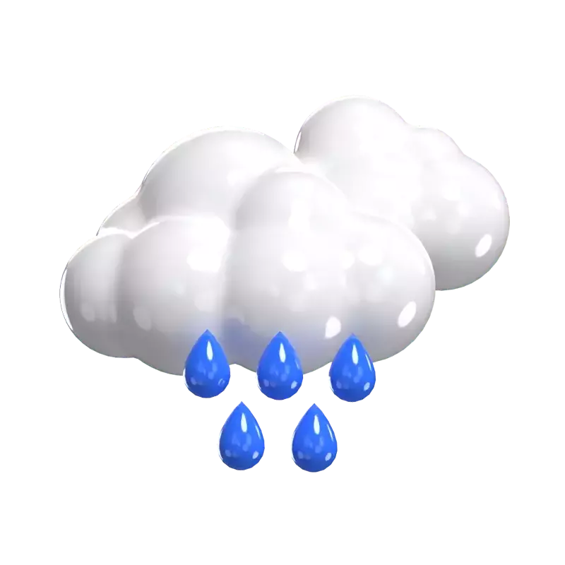 3D Rain With Two Clouds Model Dual  3D Graphic