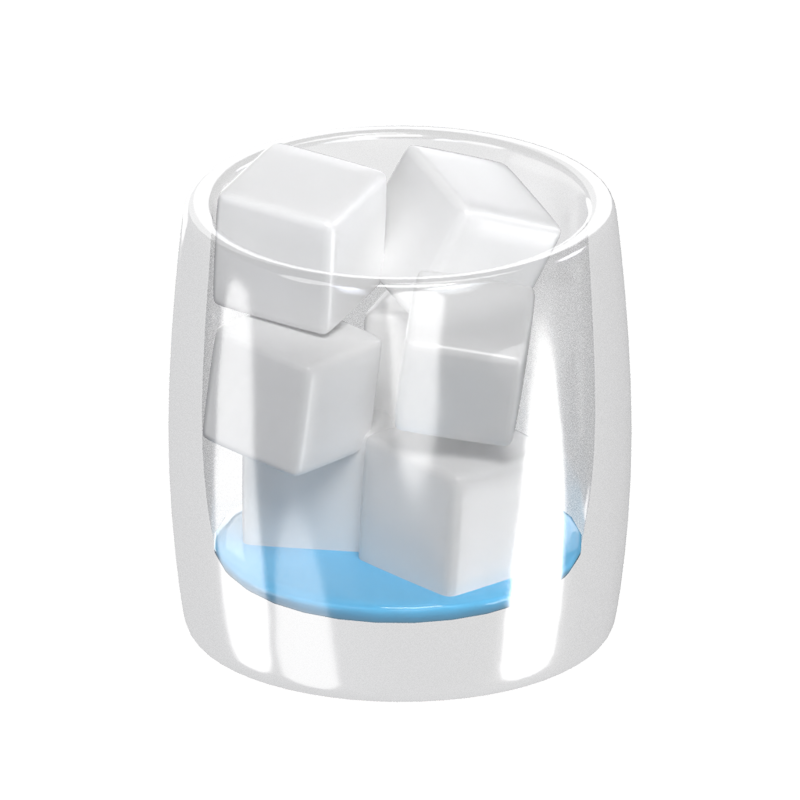 Vaso de agua con cubitos de hielo en 3D 3D Graphic