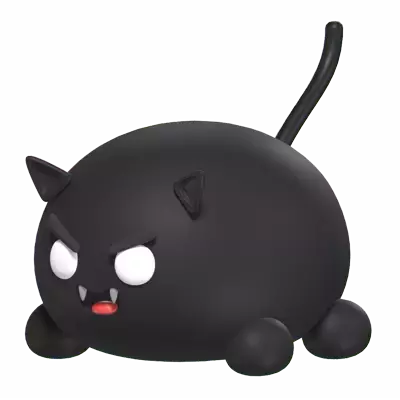 Scary Black Cat 3D Graphic