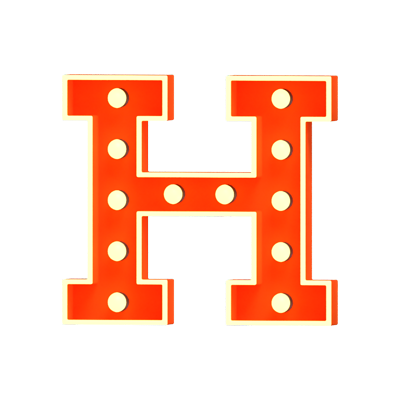 H Letter 3D Shape Marquee Lights Text 3D Graphic
