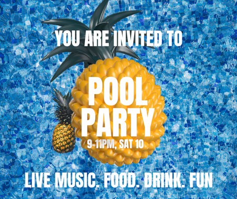 Pool Party Invitation With Pinapple Float On A Pool Background 3D Template