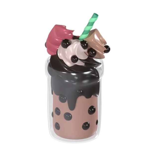 Mixed Bubble Tea 3D Graphic