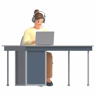 Customer Service Working On Desk 3D Illustration