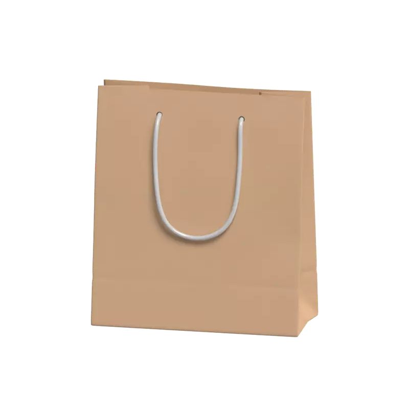 Large Craft Paper Bag With Rope Handles 3D Model